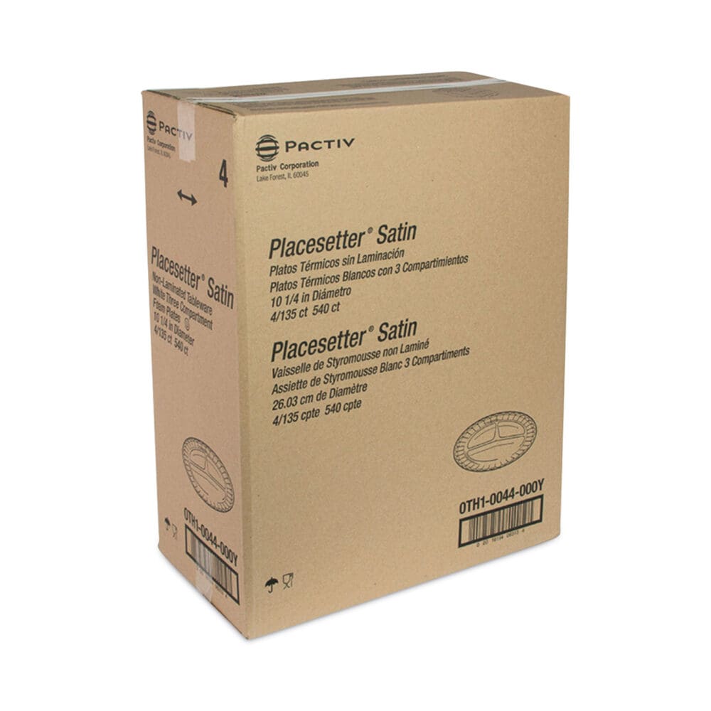 Placesetter Satin Non-Laminated Foam Dinnerware, 3-Compartment Plate, 10.25" dia, White, 540/Carton - Image 4
