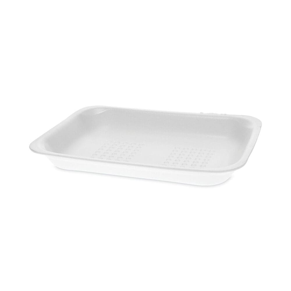 Meat Tray, #2, 8.38 x 5.88 x 1.21, White, Foam, 500/Carton - Image 3