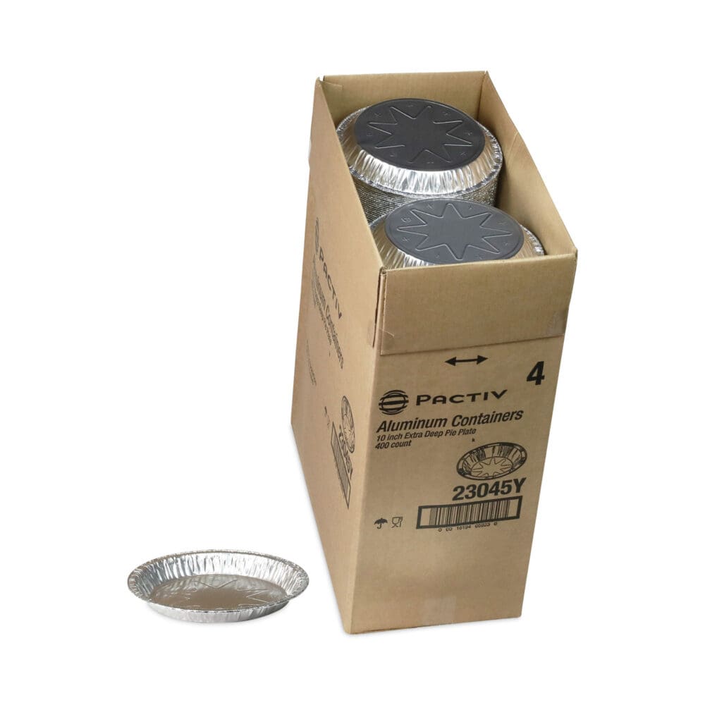 Round Aluminum Carryout Containers, 10" Diameter x 1.09"h, Silver, 400/Carton - Image 3