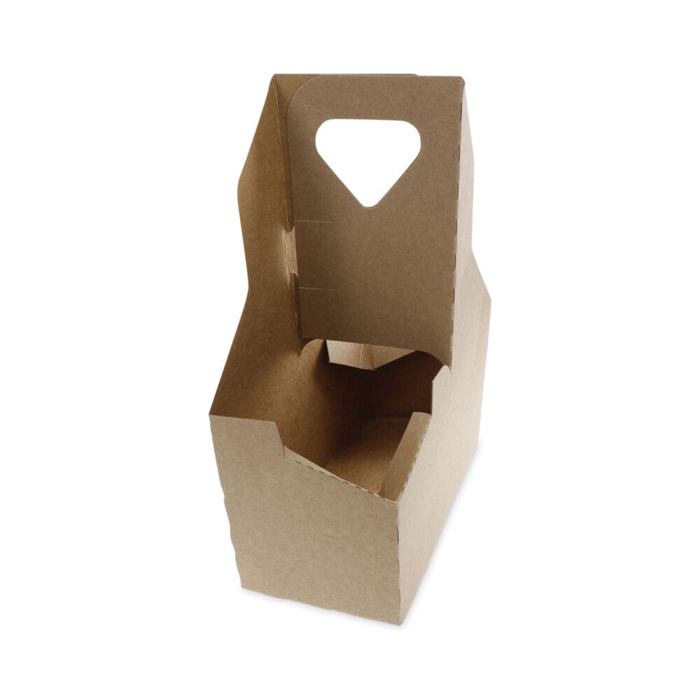 Paperboard Cup Carrier, Up to 44 oz, Two to Four Cups, Natural, 250/Carton - Image 3