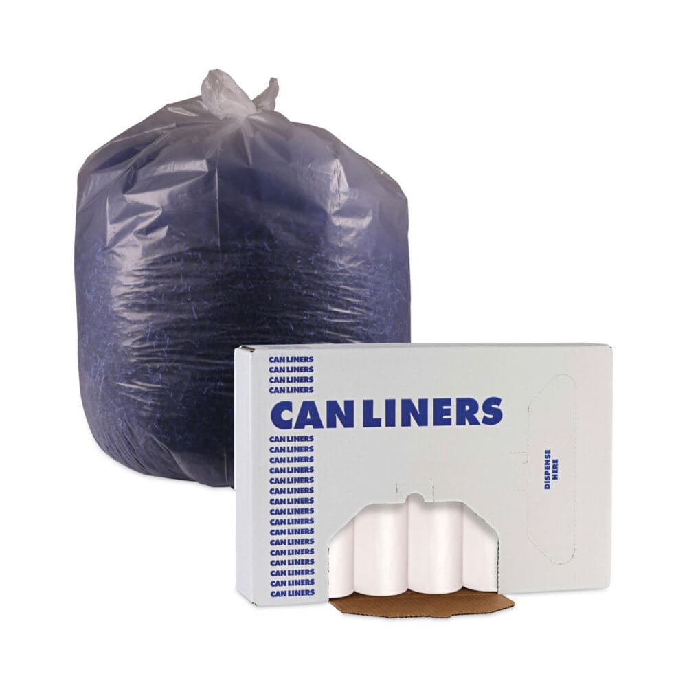 High-Density Can Liners, 33 gal, 14 mic, 33" x 38", Natural, 25 Bags/Roll, 10 Rolls/Carton - Image 5