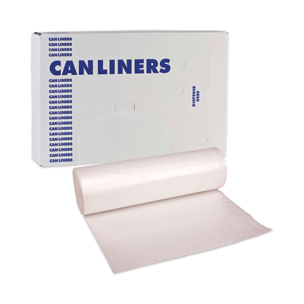 High-Density Can Liners, 33 gal, 14 mic, 33" x 38", Natural, 25 Bags/Roll, 10 Rolls/Carton - Image 6