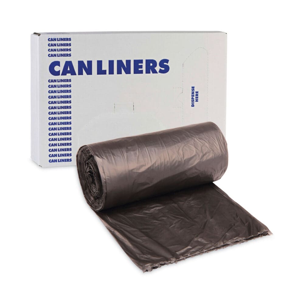 High-Density Can Liners, 60 gal, 14 mic, 38" x 58", Black, 25 Bags/Roll, 8 Rolls/Carton - Image 6