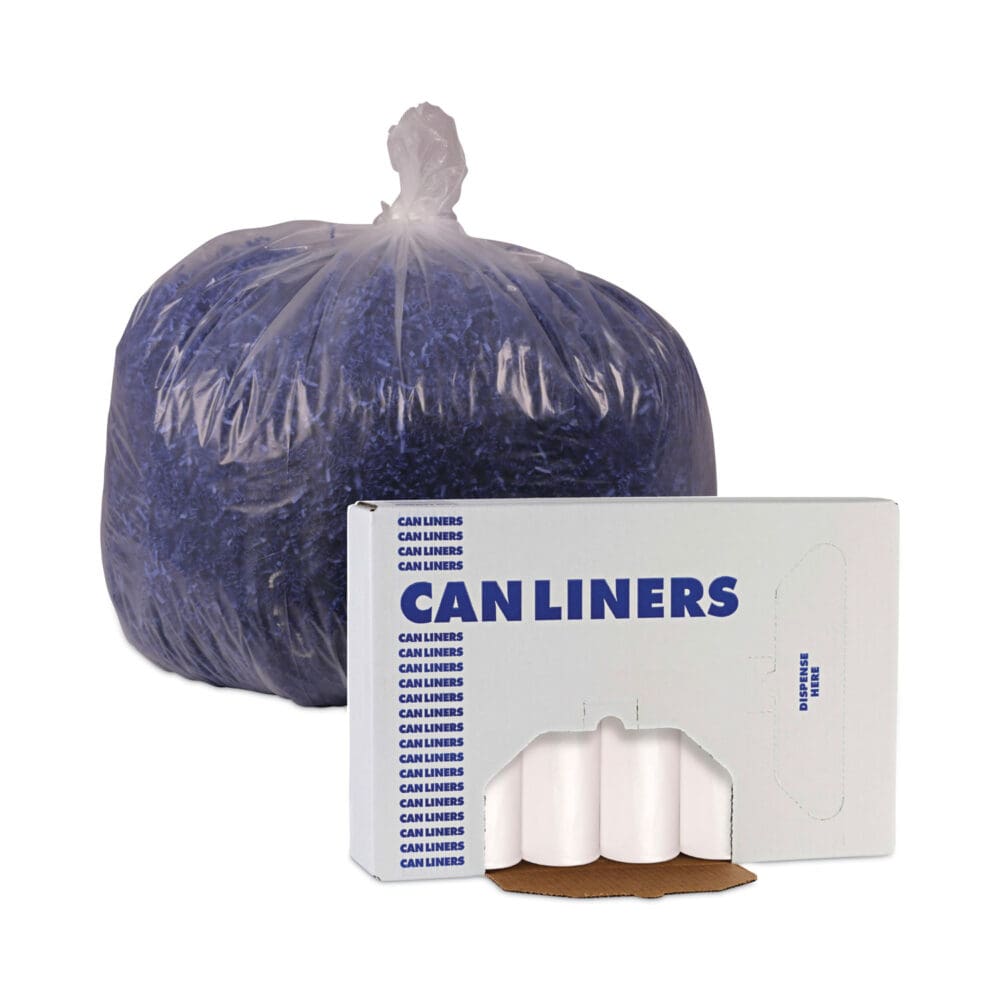 High-Density Can Liners, 60 gal, 19 mic, 38" x 58", Natural, 25 Bags/Roll, 6 Rolls/Carton - Image 5