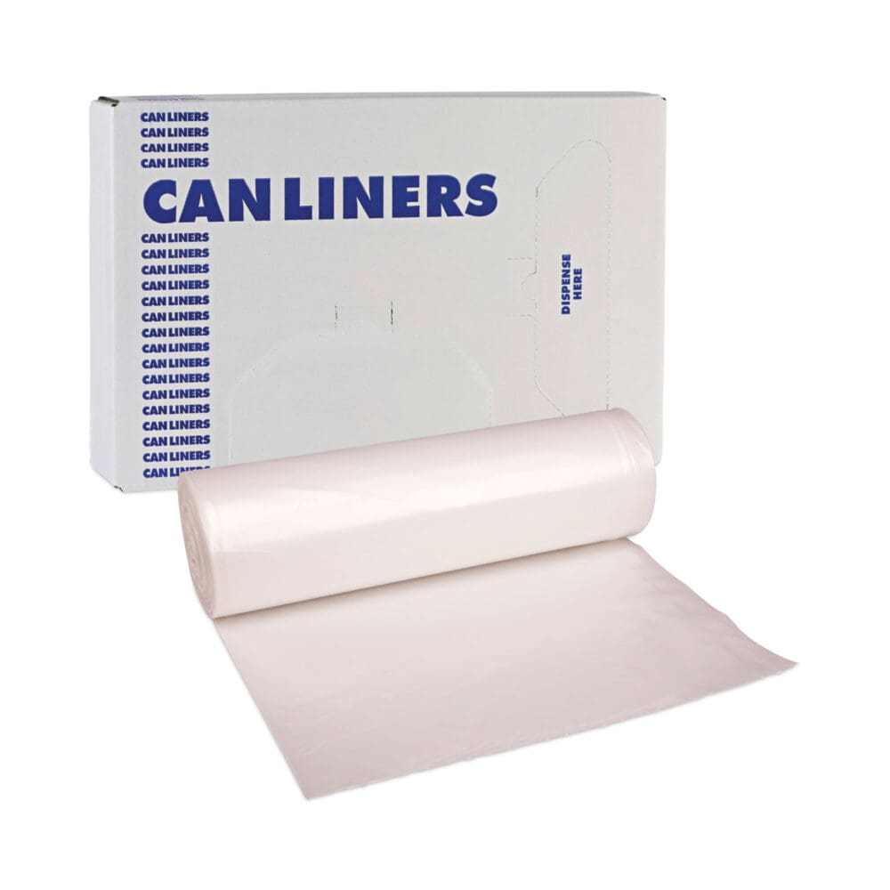 High-Density Can Liners, 60 gal, 14 mic, 38" x 58", Natural, 25 Bags/Roll, 8 Rolls/Carton - Image 6