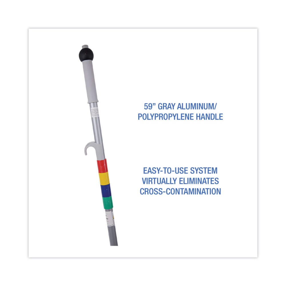 Bucketless Microfiber Mop System, 5 x 18 Blue Microfiber Head, 59" Gray Aluminum/Polypropylene Handle - Image 2