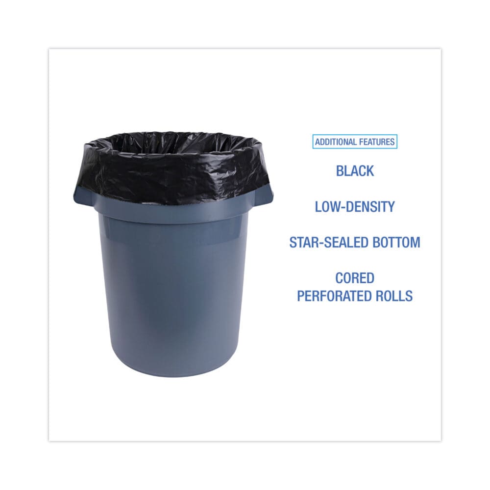 Industrial Drum Liners Rolls, 60 gal, 2.7 mil, 38 x 63, Black, 1 Roll of 50 Bags - Image 3