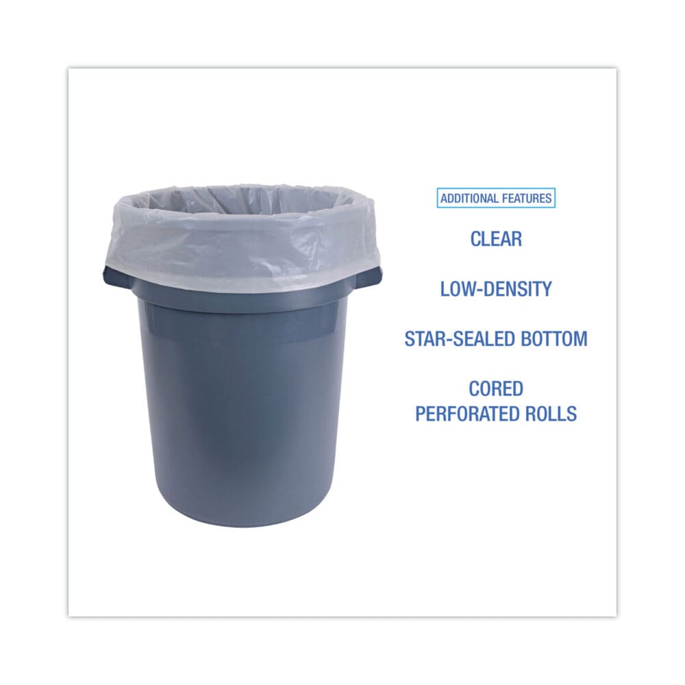 Industrial Drum Liners Rolls, 60 gal, 2.7 mil, 38 x 63, Clear, 1 Roll of 50 Bags - Image 3