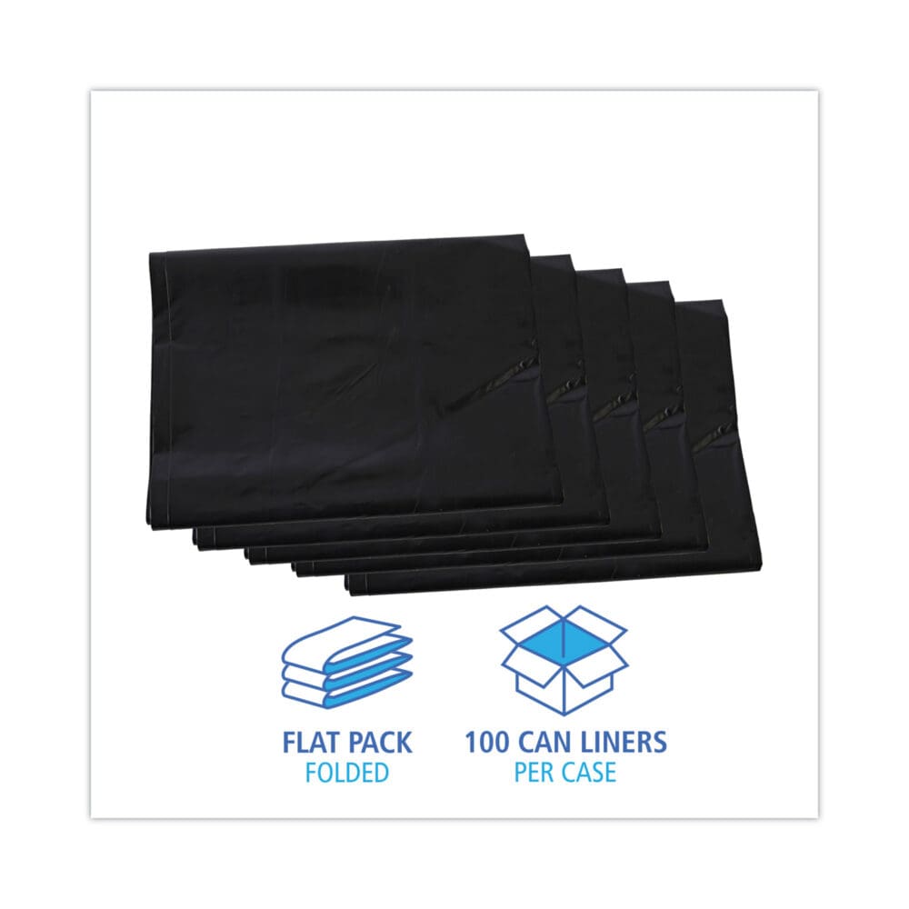 Linear Low Density Industrial Can Liners, 60 gal, 1.7 mil, 38 x 58, Black, 100/Carton - Image 2