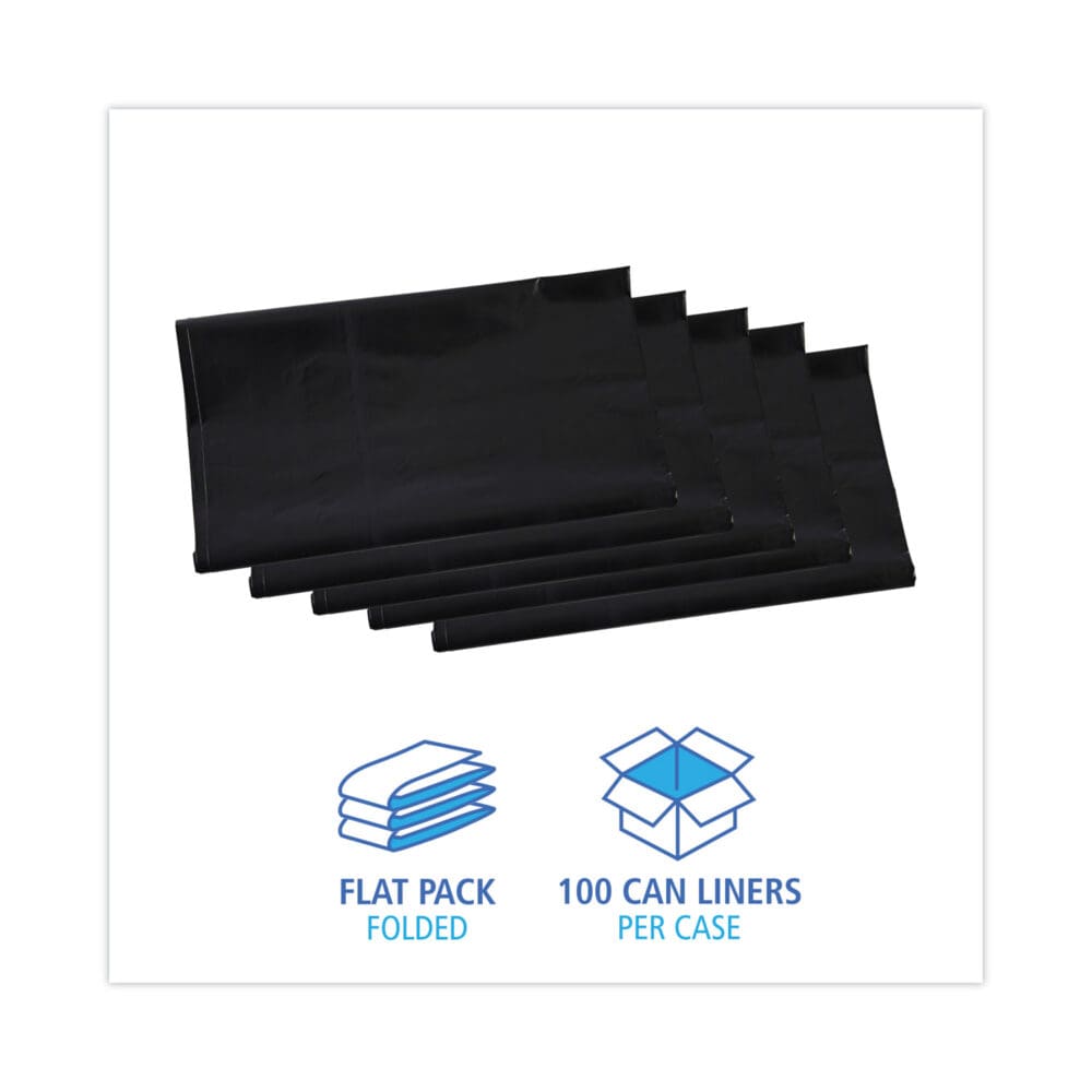 Linear Low Density Industrial Can Liners, 45 gal, 1.7 mil, 40 x 46, Black, 100/Carton - Image 2