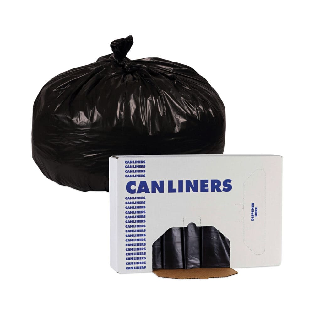 Linear Low Density Industrial Can Liners, 56 gal, 1.7 mil, 43 x 47, Black, 100/Carton - Image 5