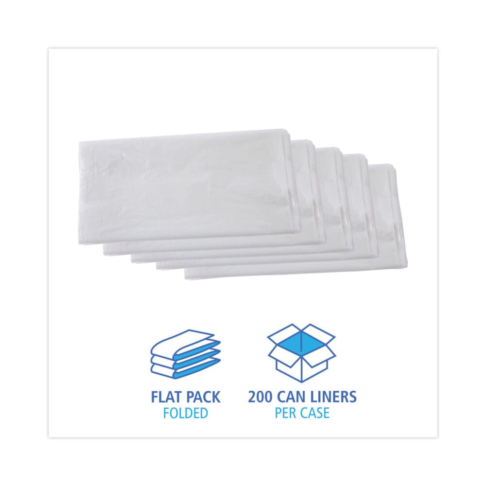 High Density Industrial Can Liners Flat Pack, 60 gal, 13 mic, 38 x 60, Natural, 200/Carton - Image 2