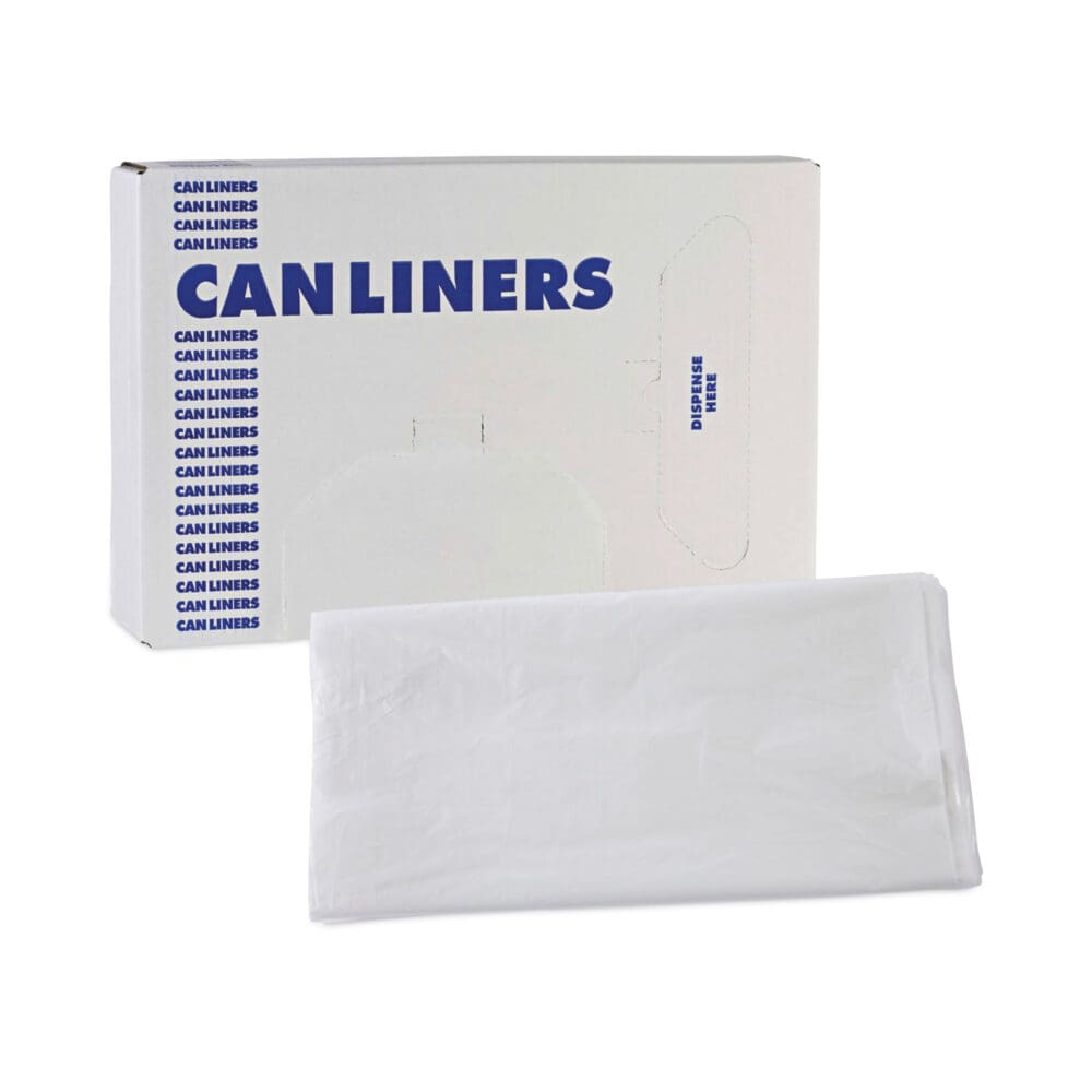 High Density Industrial Can Liners Flat Pack, 60 gal, 13 mic, 38 x 60, Natural, 200/Carton - Image 6