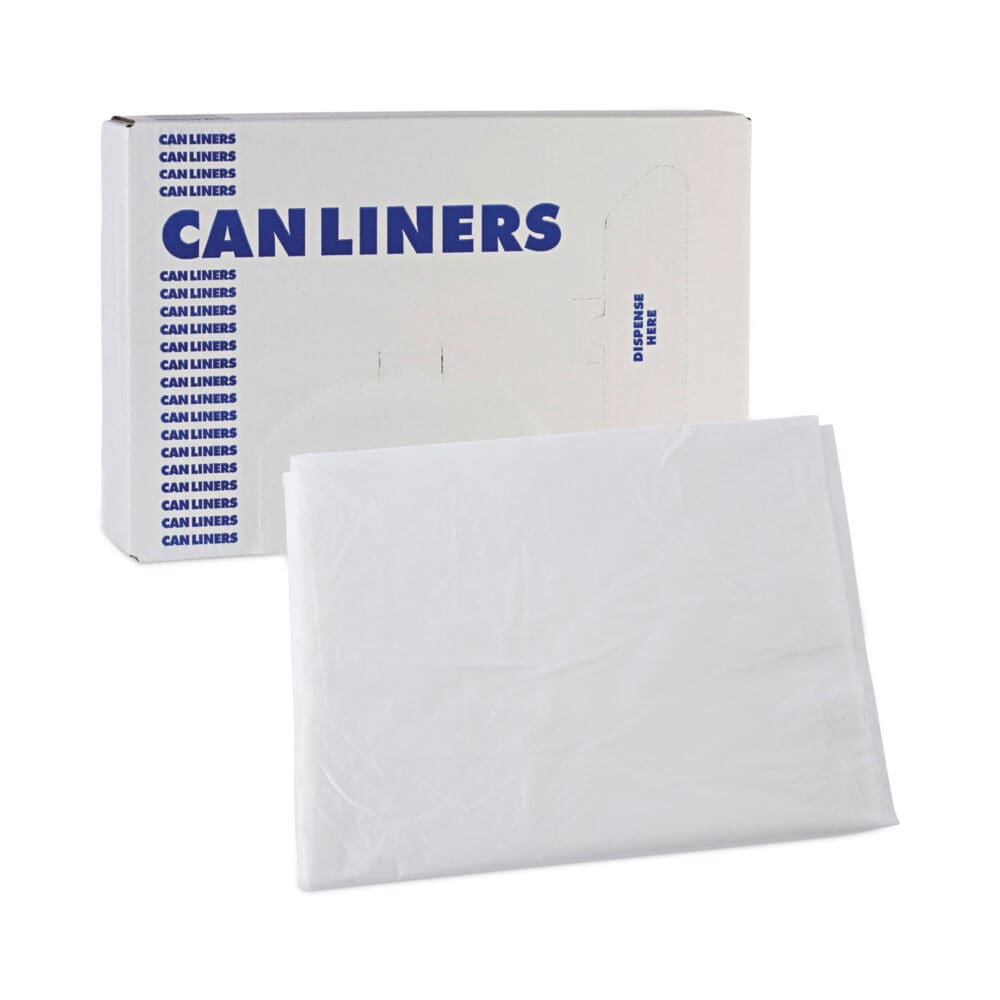 High Density Industrial Can Liners Flat Pack, 60 gal, 16 mic, 38 x 60, Natural, 100/Carton - Image 6