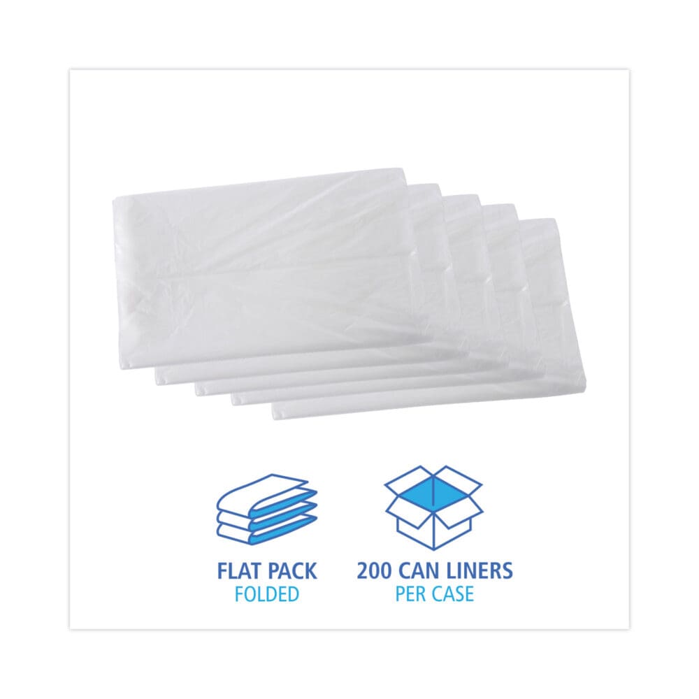 High Density Industrial Can Liners Flat Pack, 45 gal, 16 mic, 40 x 48, Natural, 200/Carton - Image 2