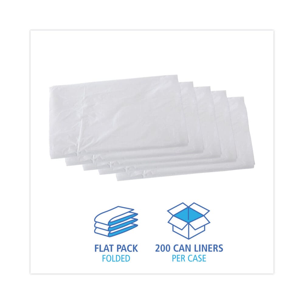 High Density Industrial Can Liners Flat Pack, 56 gal, 16 mic, 43 x 48, Natural, 200/Carton - Image 2