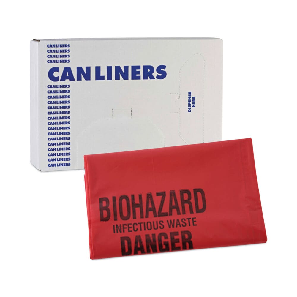 Linear Low Density Health Care Trash Can Liners, 16 gal, 1.3 mil, 24 x 32, Red, 250/Carton - Image 6