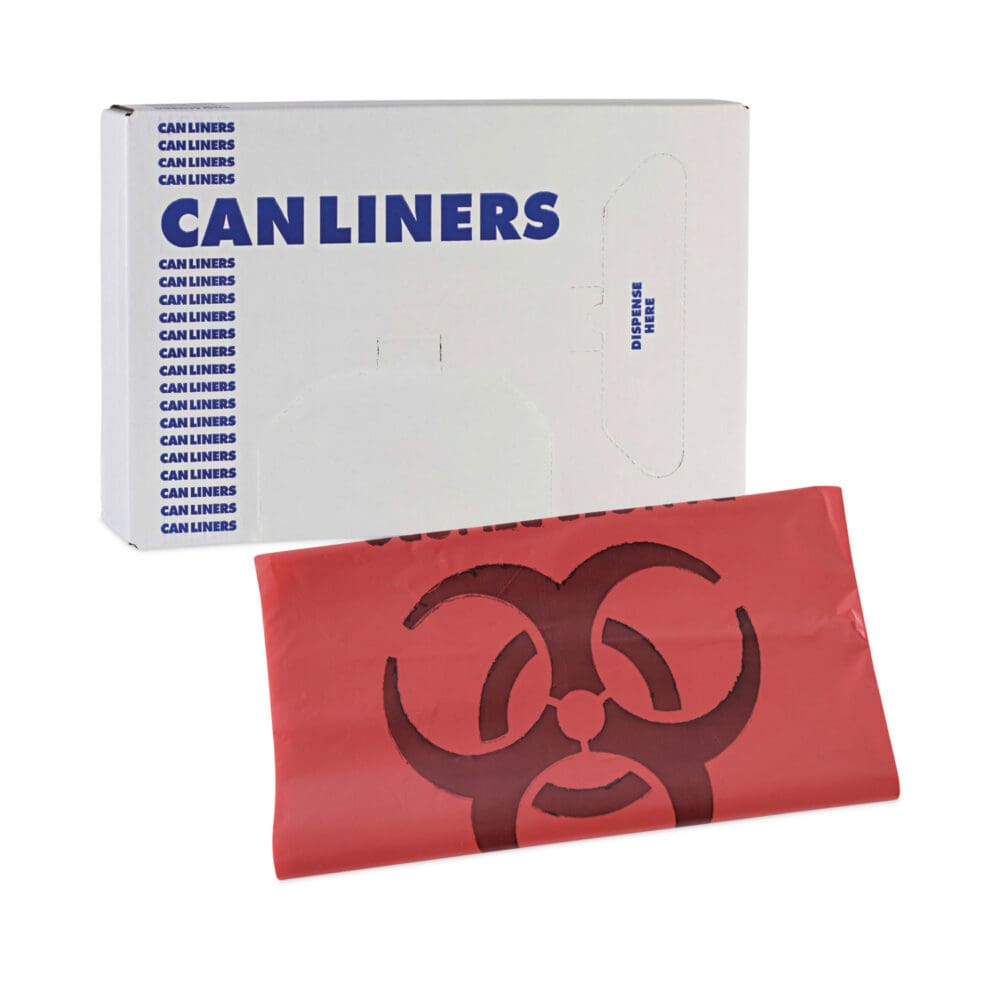 Linear Low Density Health Care Trash Can Liners, 33 gal, 1.3 mil, 33 x 39, Red, 150/Carton - Image 6