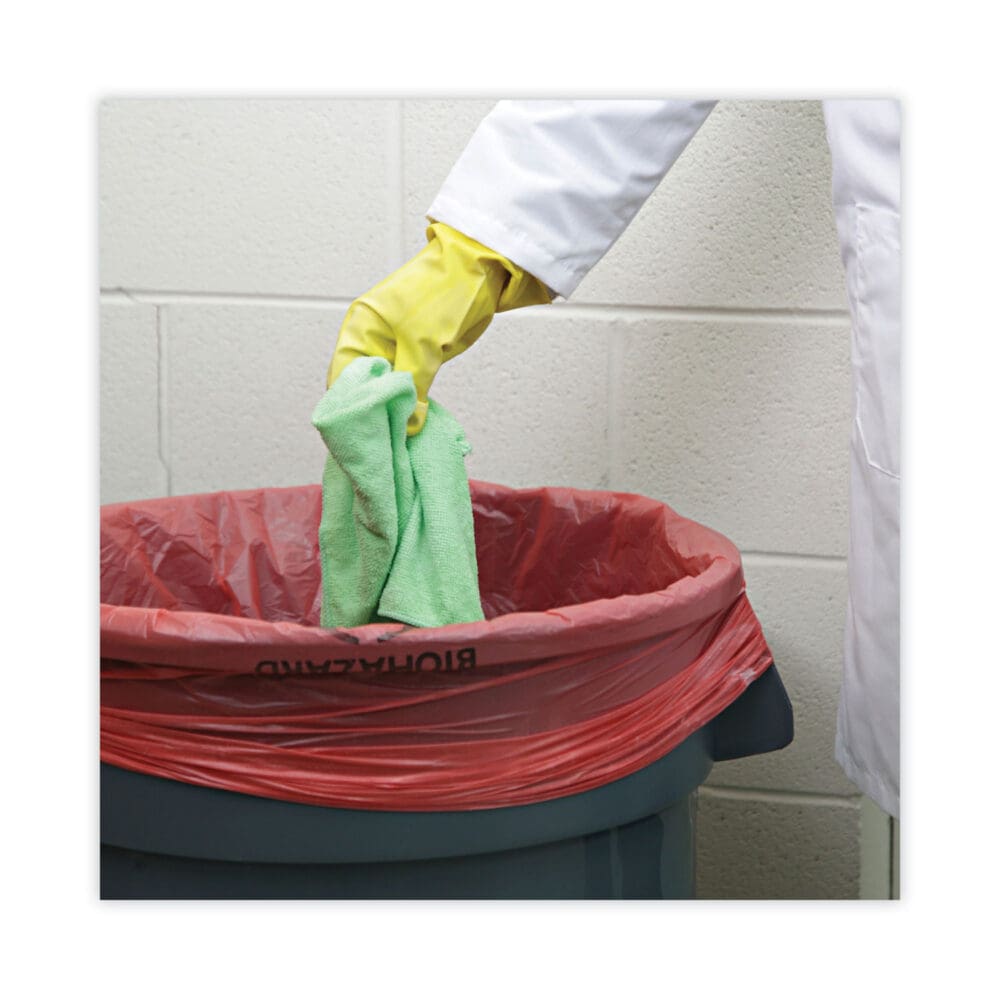 Linear Low Density Health Care Trash Can Liners, 45 gal, 1.3 mil, 40 x 46, Red, 100/Carton - Image 4