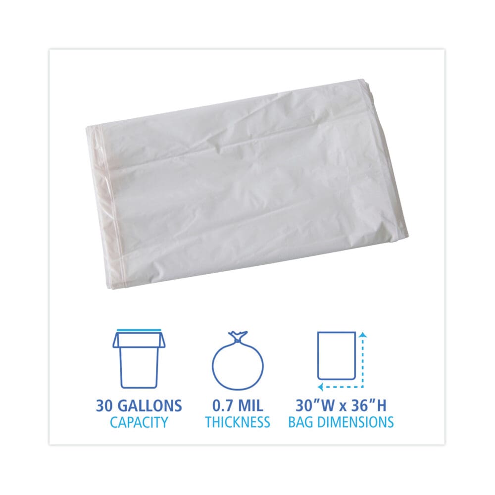 Linear Low Density Industrial Can Liners, 30 gal, 0.7 mil, 30 x 36, White, 200/Carton - Image 7