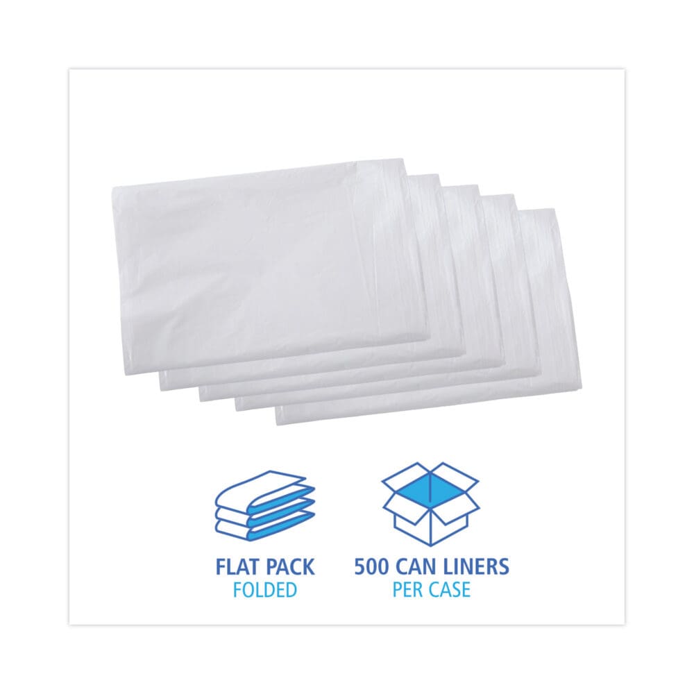 Linear Low Density Industrial Can Liners, 16 gal, 0.5 mil, 24 x 32, White, 500/Carton - Image 2