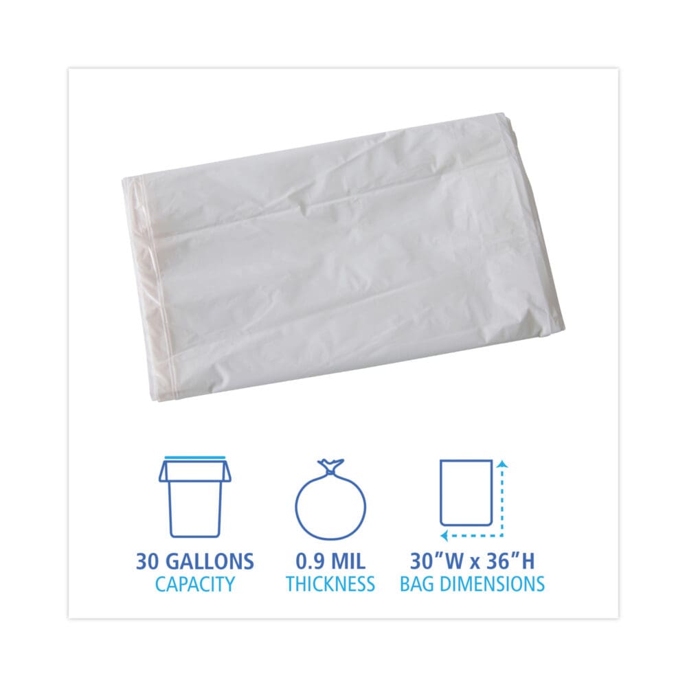 Linear Low Density Industrial Can Liners, 30 gal, 0.9 mil, 30 x 36, White, 100/Carton - Image 7