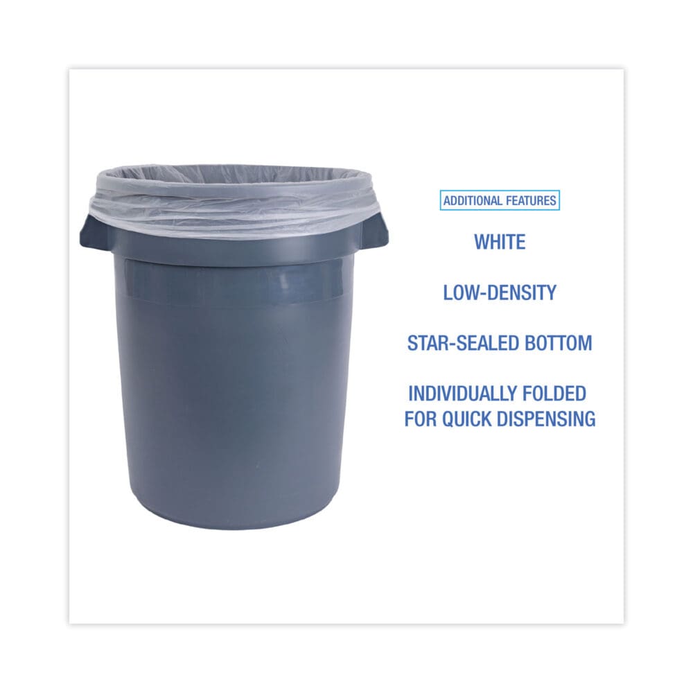 Linear Low Density Industrial Can Liners, 30 gal, 0.9 mil, 30 x 36, White, 100/Carton - Image 3