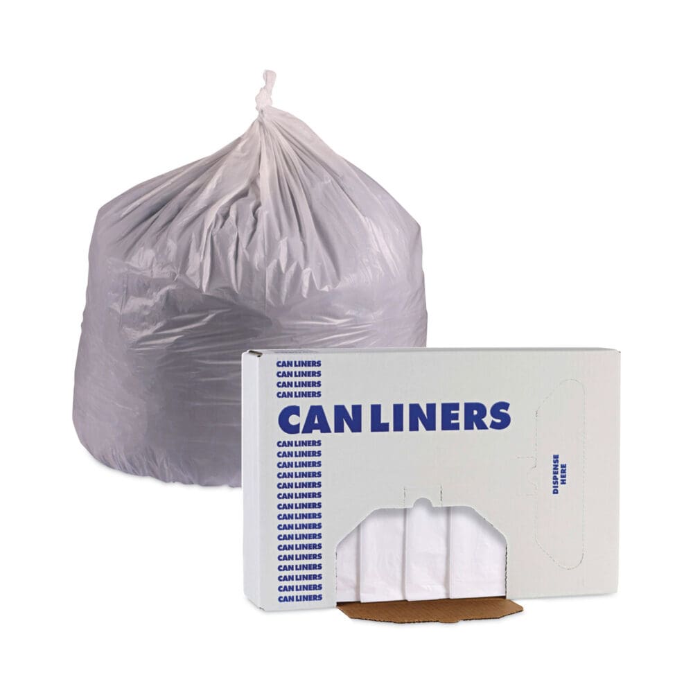 Linear Low Density Industrial Can Liners, 56 gal, 0.9 mil, 43 x 47, White, 100/Carton - Image 5