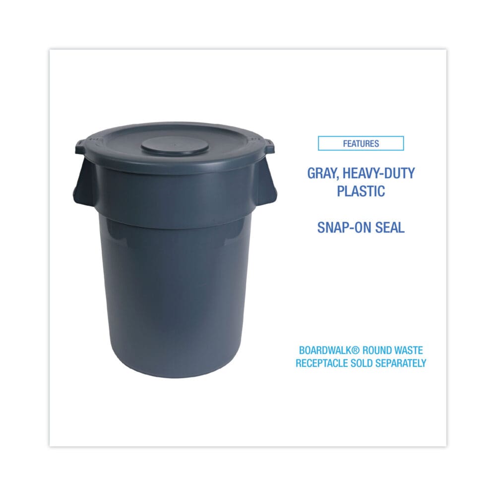 Lids for 32 gal Waste Receptacle, Flat-Top, Round, Plastic, Gray - Image 3