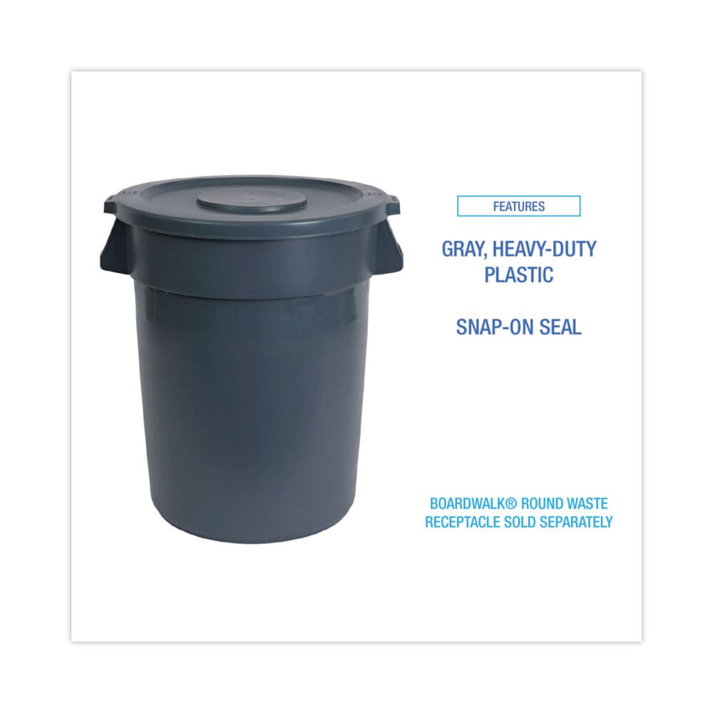 Lids for 44 gal Waste Receptacles, Flat-Top, Round, Plastic Gray - Image 3