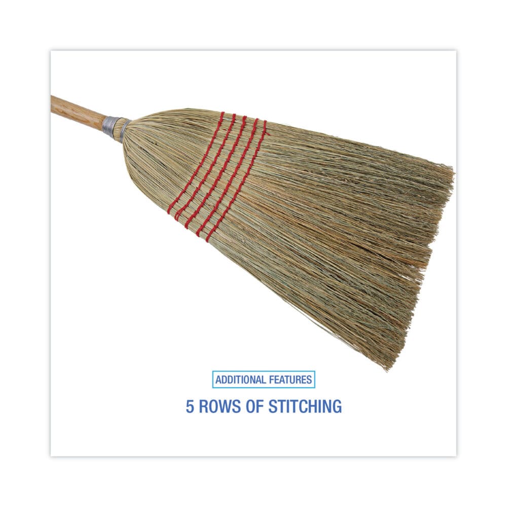 Parlor Broom, Corn Fiber Bristles, 55" Overall Length, Natural - Image 2