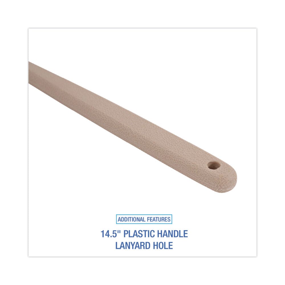 Utility Brush, Cream Nylon Bristles, 5.5" Brush, 14.5" Tan Plastic Handle - Image 2