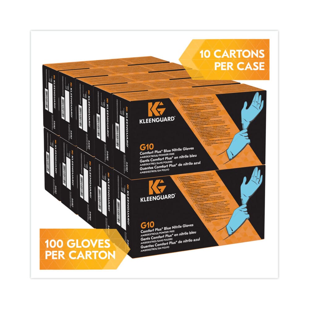 G10 Comfort Plus Blue Nitrile Gloves, Light Blue, Medium, 1,000/Carton - Image 7