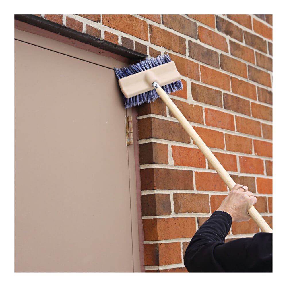 Dual-Surface Black Polypropylene Bristles, 10" Brush, Brown Plastic Handle - Image 4