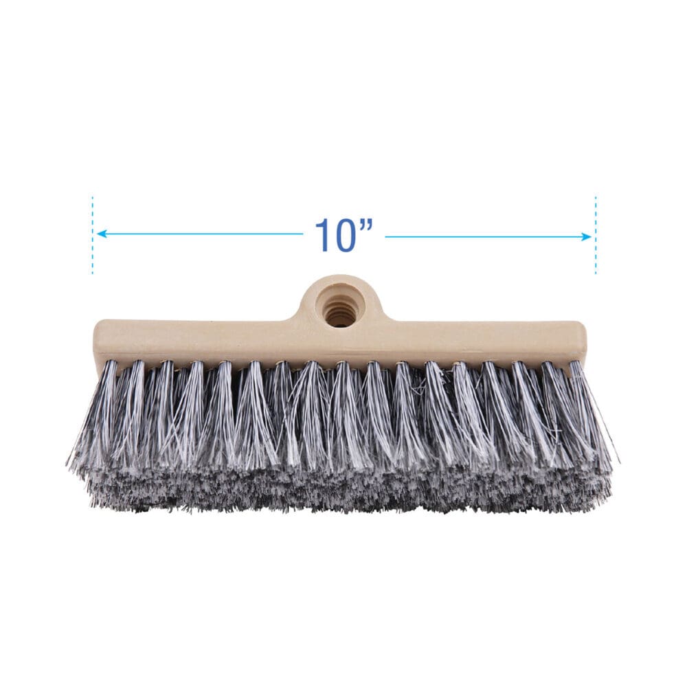 Dual-Surface Black Polypropylene Bristles, 10" Brush, Brown Plastic Handle - Image 5