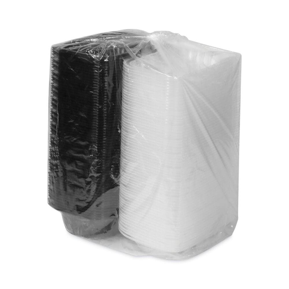 EarthChoice Vented Dual Color Microwavable Hinged Lid Container, 34oz, 9 x 6 x 3, 1-Compartment, Black/Clear, Plastic, 140/CT - Image 3