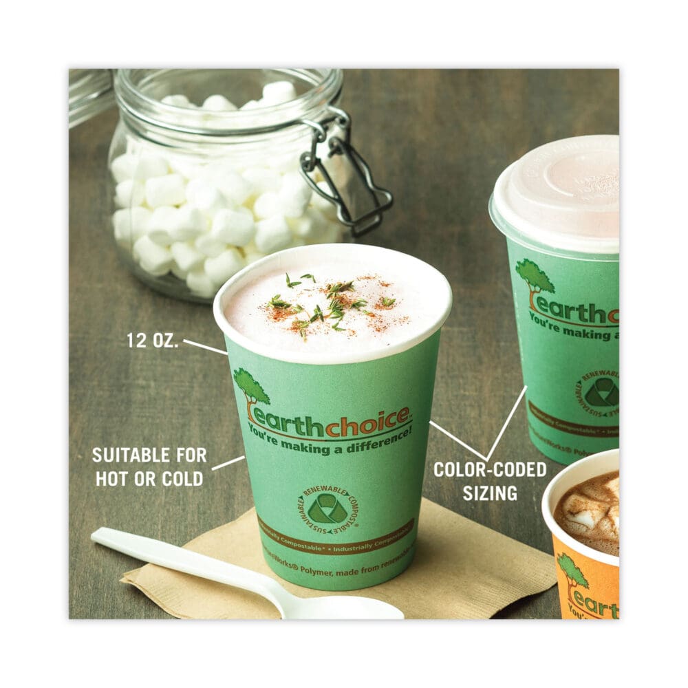 EarthChoice Compostable Paper Cup, 12 oz, Teal, 1,000/Carton - Image 2