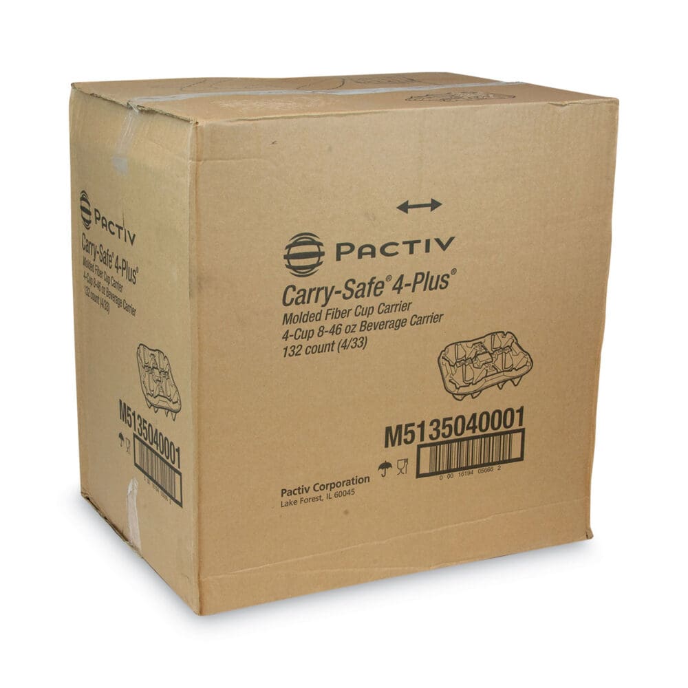 EarthChoice Carry-Safe Beverage Carrier, Four-Cup Carrier, 8 oz to 46 oz, Natural, 132/Carton - Image 4