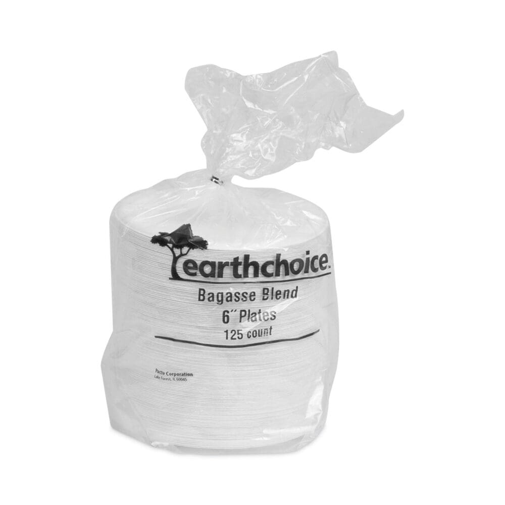 EarthChoice Compostable Fiber-Blend Bagasse Dinnerware, Plate, 6" dia, Natural, 1,000/Carton - Image 2