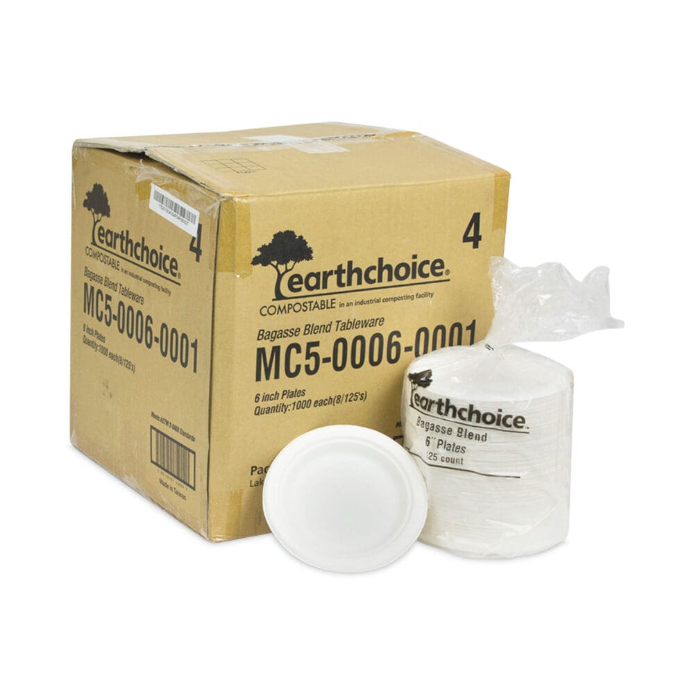EarthChoice Compostable Fiber-Blend Bagasse Dinnerware, Plate, 6" dia, Natural, 1,000/Carton - Image 3