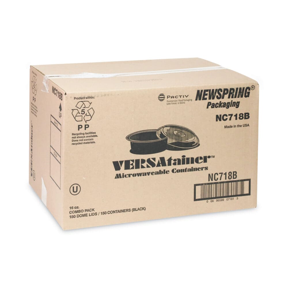 Newspring VERSAtainer Microwavable Containers, 16 oz, 6" Diameter, Black/Clear, Plastic, 150/Carton - Image 8
