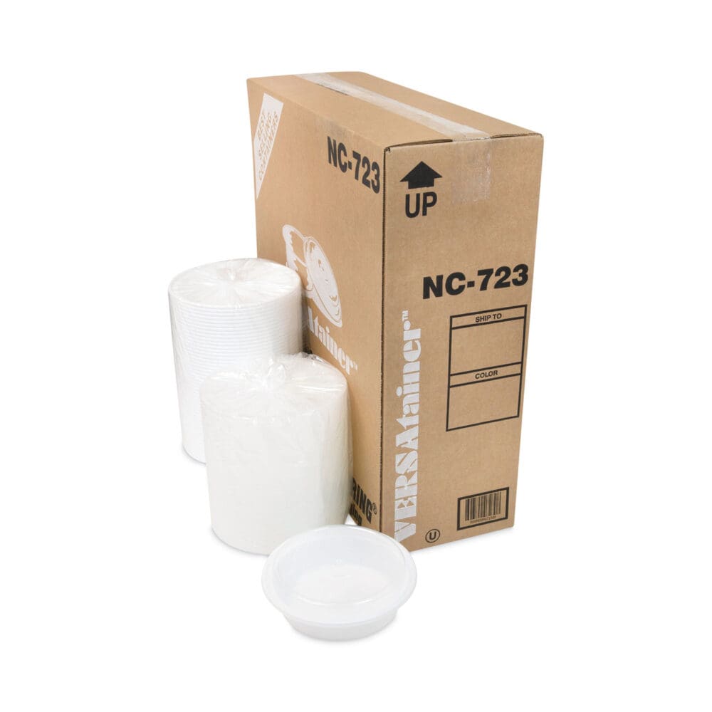 Newspring VERSAtainer Microwavable Containers,  24 oz, 7 x 7 x 2.38, White/Clear, Plastic, 150/Carton - Image 3
