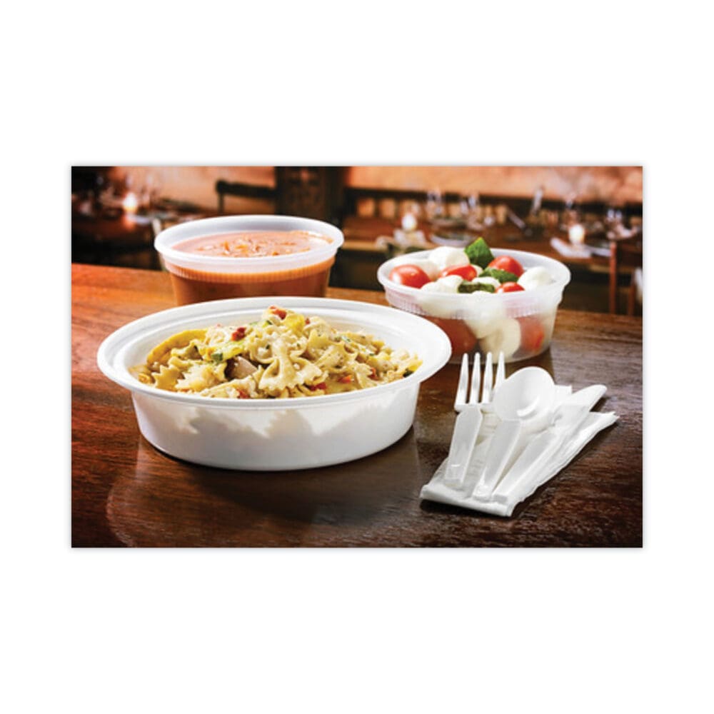Newspring VERSAtainer Microwavable Containers,  24 oz, 7 x 7 x 2.38, White/Clear, Plastic, 150/Carton - Image 5
