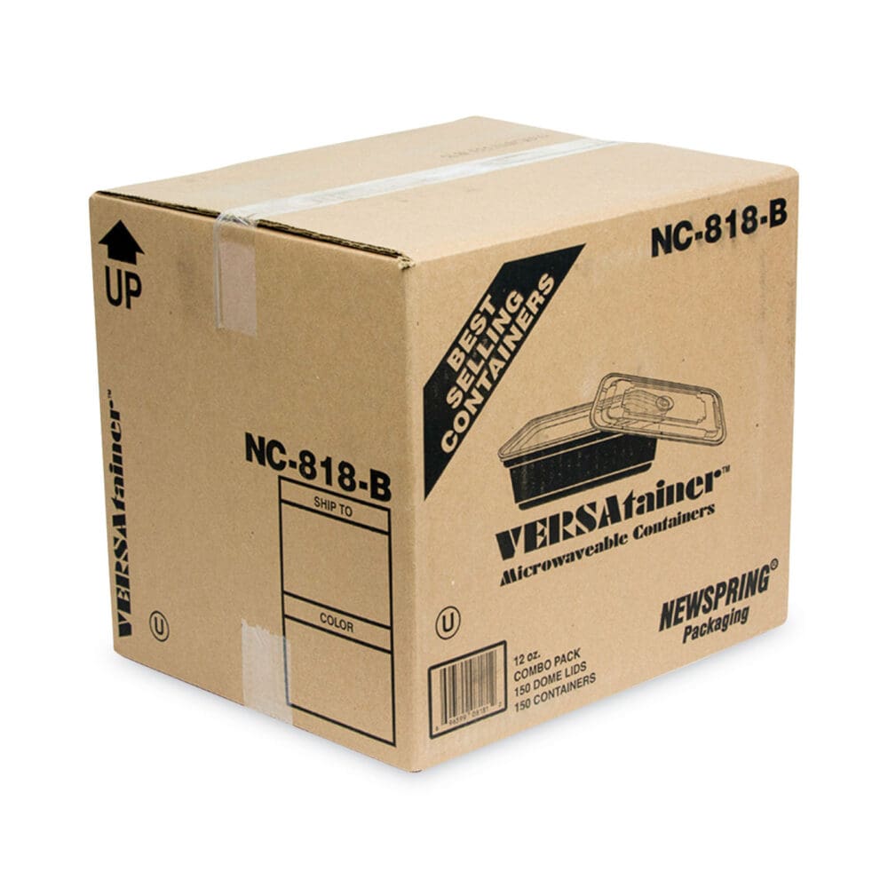 Newspring VERSAtainer Microwavable Containers, 12 oz, 4.5 x 5.5 x 1.75, Black/Clear, Plastic, 150/Carton - Image 9