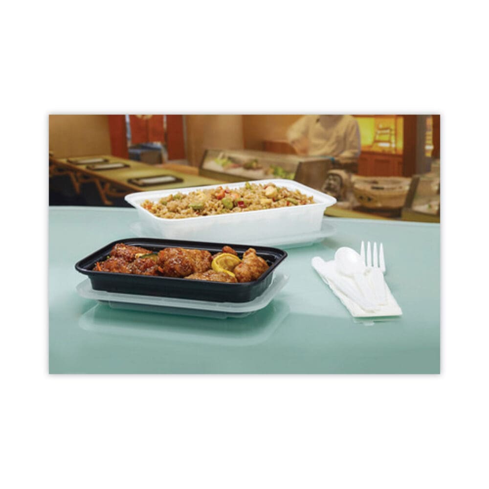 Newspring VERSAtainer Microwavable Containers, 16 oz, 5 x 7.25 x 1.5, Black/Clear, Plastic, 150/Carton - Image 4