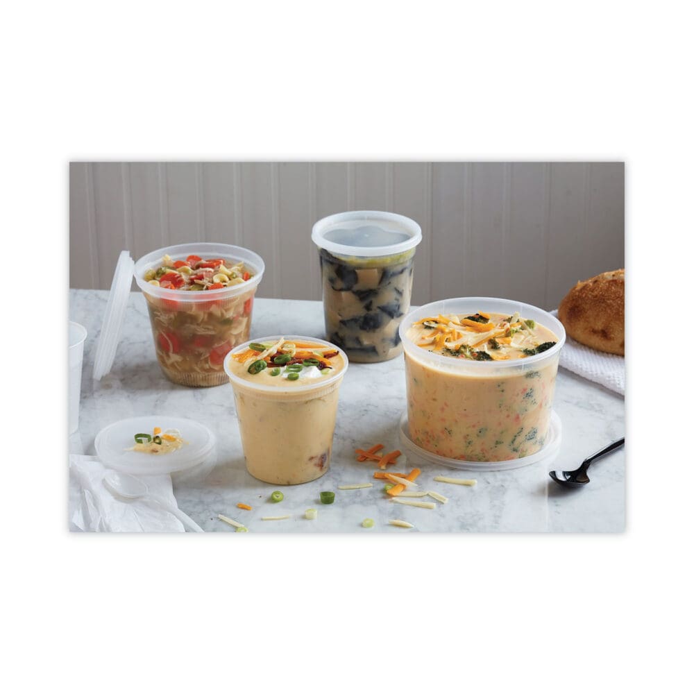 Newspring DELItainer Microwavable Container Lid, 6.45" Diameter x 0.45" h, Translucent, Plastic, 120/Carton - Image 4