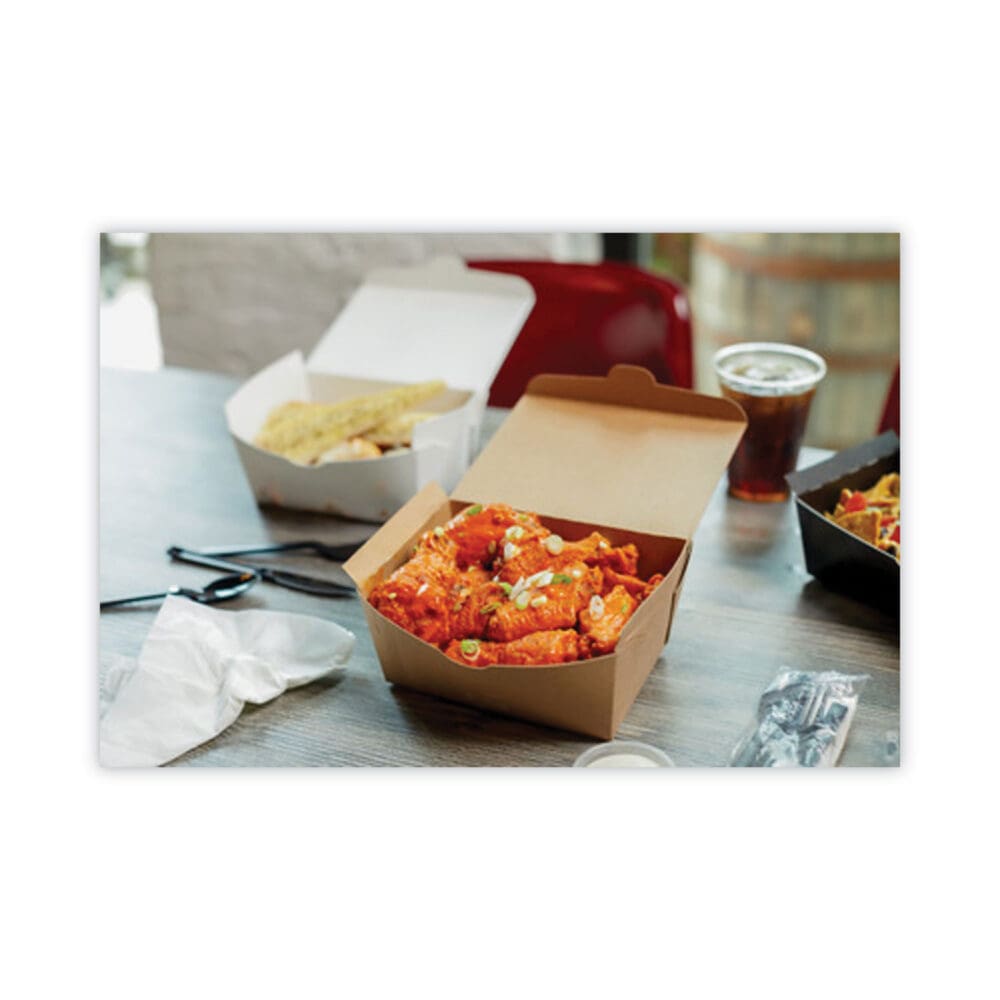 EarthChoice OneBox Paper Box, 37 oz, 4.5 x 4.5 x 2.5, Kraft, 312/Carton - Image 3