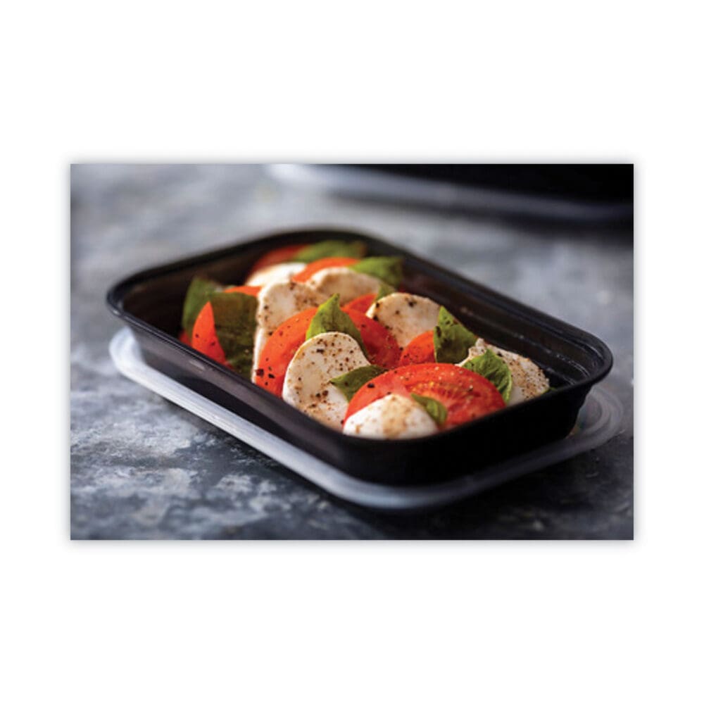 EarthChoice Versa2Go Microwaveable Container, 27 oz, 8.4 x 5.6 x 1.4, Black/Clear, Plastic, 150/Carton - Image 4