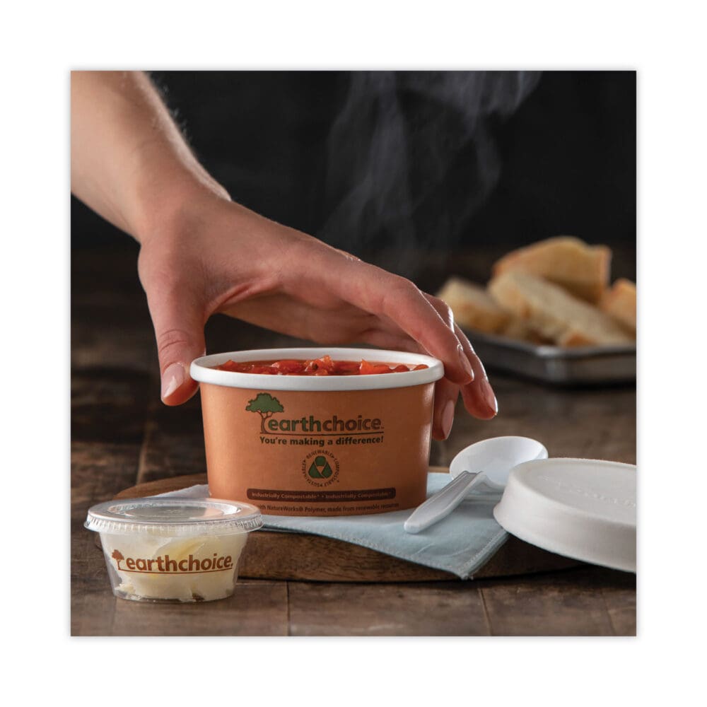 EarthChoice Compostable Soup Cup, Small, 8 oz, 3 x 3 x 3, Brown, Paper, 500/Carton - Image 4