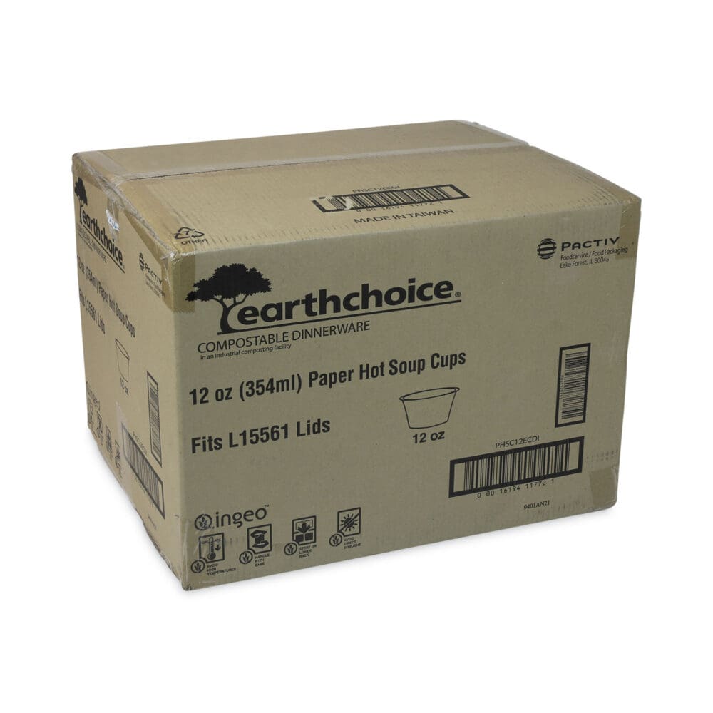 EarthChoice Compostable Soup Cup, Medium, 12 oz, 3.63" Diameter x 3.63"h, Teal, Paper, 500/Carton - Image 6